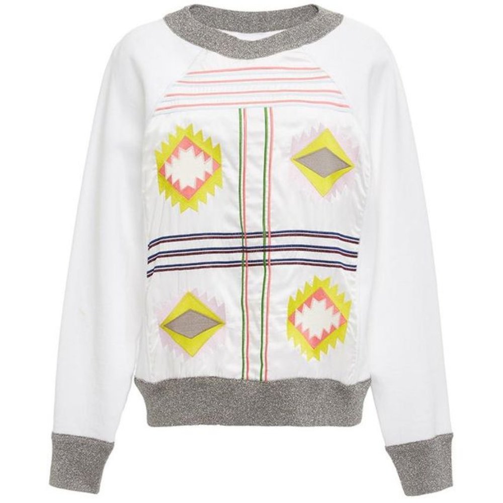 Cynthia Rowley Aztec Embroidery Shimmer Sweatshirt